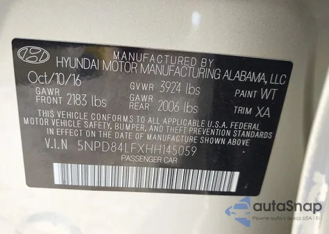 2017 Hyundai Elantra Se из США, поврежденный, VIN 5NPD84LFXHH145059